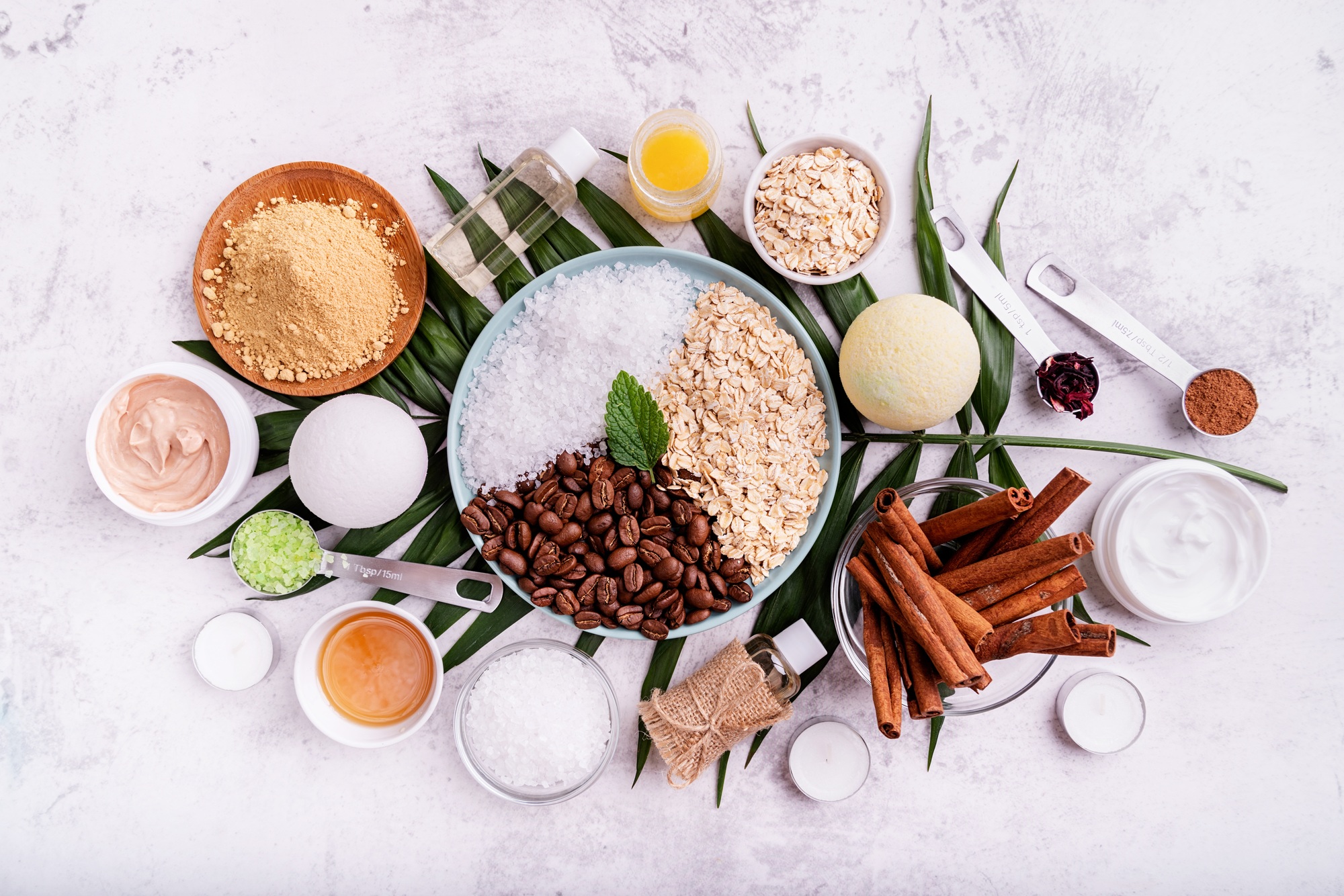 natural cosmetics flat lay